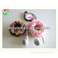 Lovely custom cheap soft silicone unique doughnut earphone headphones retractable cable winder